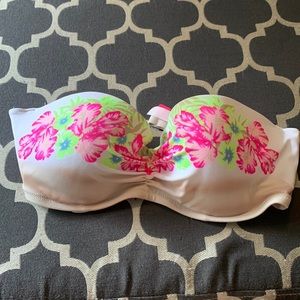 Tropical bikini strapless top